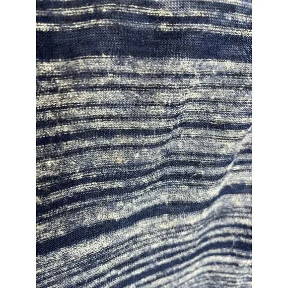 John Varvatos Sweater Men's XL Gray Blue Striped Linen Blend Long Sleeve